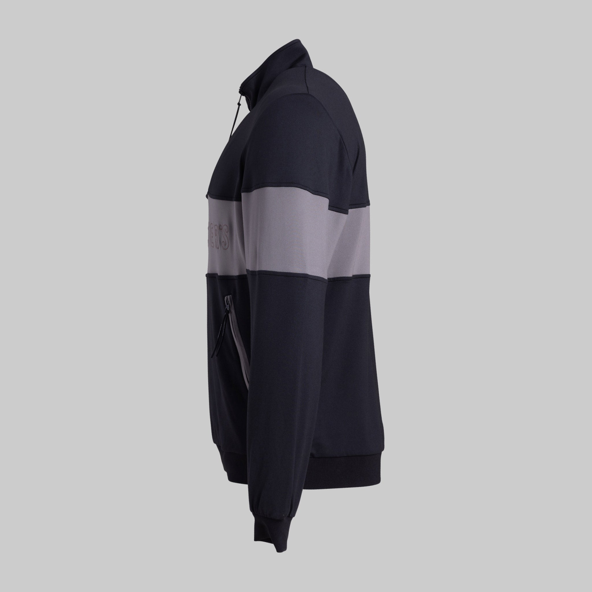 French Terry Quarter Zip - Jet Black/Brushed Nickel