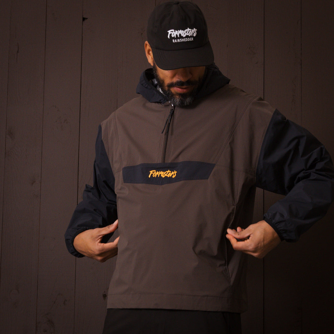 Packable Rain Jacket - Brown/Black